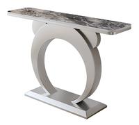 LIMENQIN Mesas Consola Largas, Mesa Entrada Moderna, Mesa Auxiliar Contemporánea, Base de Metal, Estantes de Almacenamiento con Superficie de Pizarra(Gray,100cm/39.3in)