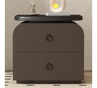 LIMENQIN Mesita de Noche con 2 Cajones Almacenamiento, Superficie de Cuero, Mesa Auxiliar Moderna, mesitas organizadores for Dormitorio, Sala Estar(Dark Brown,50x40x50cm)