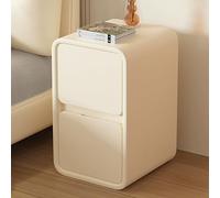 LIMENQIN Mesita de Noche Estrecha, Mesita Auxiliar for Dormitorio, 2 Cajones, Mesitas Noche Pequeñas, No Requiere Instalación, for Salón(Cream,40x40x50cm)