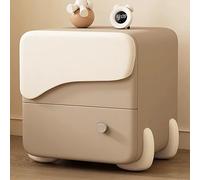 LIMENQIN Mesita de Noche Moderna, Mesas Noche con 2 Almacenamiento Cajones, Acabado en Cuero Microfibra, Mesas Auxiliar for Dormitorio, No Requiere Ensamblaje(Khaki,45x40x50cm)