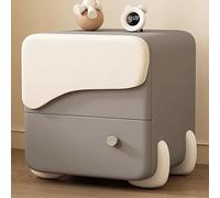 LIMENQIN Mesita de Noche Moderna, Mesas Noche con 2 Almacenamiento Cajones, Acabado en Cuero Microfibra, Mesas Auxiliar for Dormitorio, No Requiere Ensamblaje(Gray,50x40x50cm)