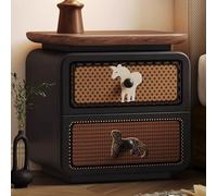 LIMENQIN Mesita de Noche Negra, Mesita Auxiliar for Dormitorio, 2 Cajones de Almacenamiento, Mesita Noche Moderna for Salón, No Requiere Instalación(Black C,50x40x46cm)