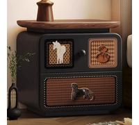 LIMENQIN Mesita de Noche Negra, Mesita Auxiliar for Dormitorio, 2 Cajones de Almacenamiento, Mesita Noche Moderna for Salón, No Requiere Instalación(Black E,40x40x46cm)