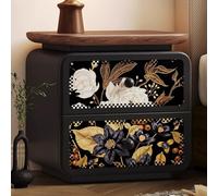 LIMENQIN Mesita de Noche Negra, Mesita Auxiliar for Dormitorio, 2 Cajones de Almacenamiento, Mesita Noche Moderna for Salón, No Requiere Instalación(Black A,50x40x46cm)