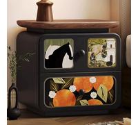 LIMENQIN Mesita de Noche Negra, Mesita Auxiliar for Dormitorio, 2 Cajones de Almacenamiento, Mesita Noche Moderna for Salón, No Requiere Instalación(Black F,50x40x46cm)