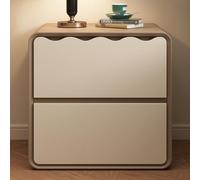 LIMENQIN Mesitas de Noche con Almacenaje, Mesitas Noche Modernas con 2 Cajones, Acabado en Cuero de Microfibra, Tirador Oculto, Mesita Auxiliar for Dormitorio(Khaki,40x40x47cm)