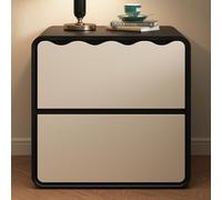 LIMENQIN Mesitas de Noche con Almacenaje, Mesitas Noche Modernas con 2 Cajones, Acabado en Cuero de Microfibra, Tirador Oculto, Mesita Auxiliar for Dormitorio(Black,40x40x47cm)