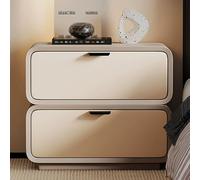 LIMENQIN Mesitas de Noche Modernas, Mesita Noche con Dos Cajones, Acabado en Cuero Microfibra, Tirador de Acero Al Carbono, No Requiere Instalación(Khaki,50x40x48cm)