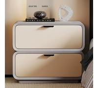 LIMENQIN Mesitas de Noche Modernas, Mesita Noche con Dos Cajones, Acabado en Cuero Microfibra, Tirador de Acero Al Carbono, No Requiere Instalación(Gray,35x40x48cm)