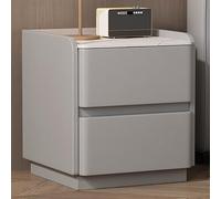 LIMENQIN Moderna Mesita de Noche, Mesitas Noche de Losa Roca, Dormitorio Mesa Auxiliar con Almacenamiento Abierto y Cajones, No Requiere Instalación(Gray,35x40x50cm)