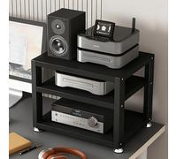 LIMENQIN Mueble Equipos Audiovisuales, Estantería Audio de 2/3/4 Niveles, Mueble Estéreo Pequeño, Estantería HiFi para Tocadiscos, Amplificador, Reproductor CD DVD(Natural,3 Tier 40x35x35.5cm)