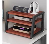 LIMENQIN Mueble Multimedia AV, Estante para Equipos Audio de 2/3/4 Niveles, Soporte para Reproductor CD, Estantería Abierta Multifuncional, Estructura de Acero(Brown,3 Tier 50x35x35.5cm)