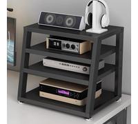 LIMENQIN Mueble Multimedia AV, Estante para Equipos Audio de 2/3/4 Niveles, Soporte para Reproductor CD, Estantería Abierta Multifuncional, Estructura de Acero(Black,4 Tier 50x35x48cm)