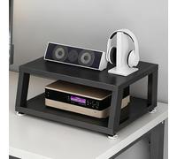 LIMENQIN Mueble Multimedia AV, Estante para Equipos Audio de 2/3/4 Niveles, Soporte para Reproductor CD, Estantería Abierta Multifuncional, Estructura de Acero(Black,2 Tier 50x35x23cm)