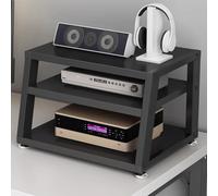 LIMENQIN Mueble Multimedia AV, Estante para Equipos Audio de 2/3/4 Niveles, Soporte para Reproductor CD, Estantería Abierta Multifuncional, Estructura de Acero(Black,3 Tier 45x35x35.5cm)