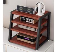 LIMENQIN Mueble Multimedia AV, Estante para Equipos Audio de 2/3/4 Niveles, Soporte para Reproductor CD, Estantería Abierta Multifuncional, Estructura de Acero(Brown,4 Tier 50x35x48cm)