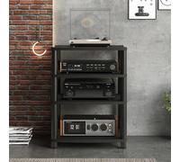 LIMENQIN Mueble para Equipos Audiovisuales, Estantería Estéreo Audio, Mueble Tocadiscos Abierto, Muebles Videojuegos de 1, 2, 3 O 4 Niveles, para Salón(Black,4 Tier 60x48x88cm)