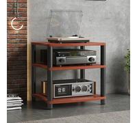 LIMENQIN Mueble para Equipos Audiovisuales, Estantería Estéreo Audio, Mueble Tocadiscos Abierto, Muebles Videojuegos de 1, 2, 3 O 4 Niveles, para Salón(Brown,3 Tier 60x48x65.5cm)
