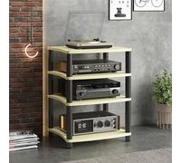 LIMENQIN Mueble para Equipos Audiovisuales, Estantería Estéreo Audio, Mueble Tocadiscos Abierto, Muebles Videojuegos de 1, 2, 3 O 4 Niveles, para Salón(Beige,4 Tier 60x48x88cm)