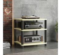 LIMENQIN Mueble para Equipos Audiovisuales, Estantería Estéreo Audio, Mueble Tocadiscos Abierto, Muebles Videojuegos de 1, 2, 3 O 4 Niveles, para Salón(Beige,3 Tier 60x48x65.5cm)