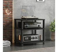 LIMENQIN Mueble para Equipos Audiovisuales, Estantería Estéreo Audio, Mueble Tocadiscos Abierto, Muebles Videojuegos de 1, 2, 3 O 4 Niveles, para Salón(Black,3 Tier 60x48x65.5cm)