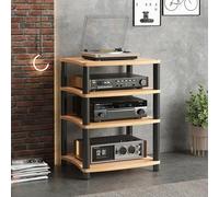 LIMENQIN Mueble para Equipos Audiovisuales, Estantería Estéreo Audio, Mueble Tocadiscos Abierto, Muebles Videojuegos de 1, 2, 3 O 4 Niveles, para Salón(Natural,4 Tier 60x48x88cm)