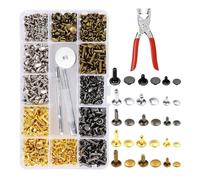 Limeow 1 Juego de 180 Piezas 12mm,8mm,6mm Remaches para Cuero,Remaches para Ropa,Tachuelas para Ropa,Remachadora Ojales,Remaches Roscados,Botones de Presion para Manualidades de Cuero Diy Coser a Mano
