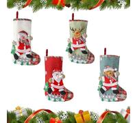 LIMEOW 4 Pcs 31x19x15cm Calcetines Navidad Chimenea, Botas Navidad Chimenea, Calcetines Navidad Ideal para Decoraciones Navideñas en Chimeneas, Árboles Navidad, Paredes, Escaleras y Lugares Similares