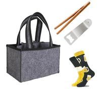 LIMEOW 4 pcs Bolsa Botella Vino Bolsa champán Regalos Cerveza para Hombres Bolso Mano Cerveza Viene con par Calcetines cerveceros, un abridor Botellas y un Clip para barbacoas ¡para Todo Tipo Fiestas