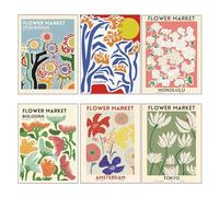 LIMEOW 6 Piezas Póster Moderno de Mercado de Flores, Imágenes de Flores, Carteles de Pared Vintage, Sin Marco, Juego de Pósteres Premium para Salón, Dormitorio, Comedor, Oficina, Hotel(30 x 21 cm)