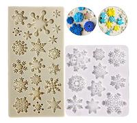 Limeow Moldes Silicona con Forma Copos Nieve Flores de Silicona Molde Cake Pan Mold Silicona Copo de Nieve moldes Silicone Molds para Paste para Galletas Chocolate Pasteles 2 Piezas