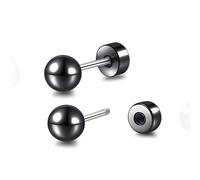 Limerencia Pendientes de tuerca de titanio con rosca trasera para mujer, hipoalergénicos, titanio puro G23, aretes de rosca para hélice, tragus, cartílago de la oreja, 4MM, Titanio, Sin piedra