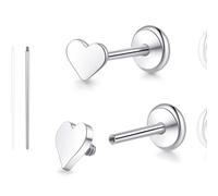 limerencia Piercing corporal de titanio puro de 18 g, G23, hipoalergénico, parte trasera plana, rosca interna, tragus, hélice, cartílago, caracola, medusa, labio, labret, piercing para mujeres y