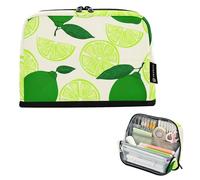 Limes - Estuche grande para lápices con cremallera, color verde limón, bolsa de almacenamiento para lápices, bolsa para bolígrafos para niños y niñas, gran capacidad, organizador de suministros de