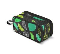 Limes - Estuche grande para lápices con cremallera, diseño de lima, color negro limón, bolsa de almacenamiento para lápices con patrón artístico para niñas, suministros de oficina, escuela preparada