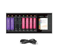 LIMETA Cargador de batería universal R8 de 8 ranuras con carga rápida inteligente rápida, pantalla LCD, salida QC3.0 tipo C, diseñado para baterías recargables AA, AAA, Li-ion, LiHv, Ni-MH, Ni-Cd,
