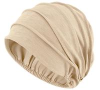 LIMHOO Gorro de quimioterapia suave para mujer, turbante con respiración holgado para pacientes con cáncer, pérdida de cabello por quimioterapia, beige, Talla única
