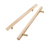 limiao123 Perilla Armario Manijas Madera Natural Tiradores Gabinete Base LatóN Manijas Agarre Perilla Tirón Para Cajones Cocina Muebles Dormitorio 2 Pcs (224mm(8.8in)