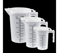LIMITADA 3 vasos medidores de plástico, 100 ml, 250 ml, 500 ml, pequeños, con escala, tapa y asa, resistentes al calor, para cocina, laboratorio, detergente (negro)