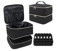 LIMITADA Organizador Esmaltes Uñas y Lámpara Bolsa de Maquillaje Doble Capa Neceser de Maquillaje Estuche Esmalte de Uñas para 30 Botellas Maletín para Maquillaje Organizador para Hogar Viaje-Negro