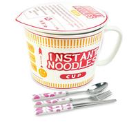 LIMITADA Tazón de Fideos Ramen Cuenco de Cerámica para Ramen con Tapa 1000ml Cuenco Fideos Instantáneos con Set de Cuchillo Tenedor y Cuchara Tazón de Sopa con Asa para Ramen Pasta Ensaladas Snacks