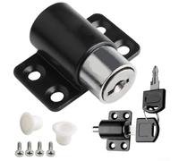 Limitador de retención de cerradura de puerta corredera para marco - Cerradura de seguridad de aleación de zinc con llaves para instalación de marco de varios materiales (negro)