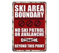 Límite De La Estación De Esquí. No Hay Patrulla De Esquí Ni Control De Avalanchas Más Allá De Este Punto. Letrero De Lata Decoración Cartel De Chapa Divertido Placa Metálica 20X30Cm
