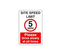 Límite de velocidad del sitio de 5 mph, conduce lentamente en todo momento: plástico rígido de 1,2 mm de alta visibilidad y durabilidad para uso en interiores y exteriores (600 mm x 400 mm) garantiza
