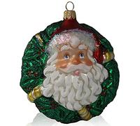 Limited Edition Kurt Adler Santa Claus Wreath Ornament - Hand Blown Christmas Tree Accessory for Holiday Cheer, Unique Gifts, and Festive Decor - Exclusive Keepsake Made in Poland