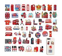 Limitoll Etiquetas la Bandera británica | Autobuses Rojos Union Jack Londres Pegatinas,Álbu Recortes papelería Cuaderno Botellas Agua portátil Equipaje Taza monopatín decoración