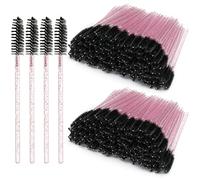 Limko Pestañas Mascara Cepillos Pestañas Cepillo Desechable Varitas Aplicador Maquillaje Kits (200PCS-Rosa-Negro)
