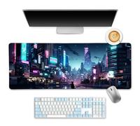LIMKRIAN Cyberpunk Neon Tokyo - Alfombrilla de escritorio grande para juegos, mouse pad para escritorio, teclado y mouse pad para computadora de escritorio, laptop, oficina, trabajo, juegos, hogar,