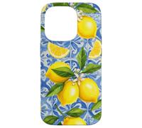Limón Azul Italiano Azulejo Estética Linda Girly Verano Frutas Carcasa para iPhone 14 Pro