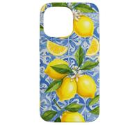 Limón Azul Italiano Azulejo Estética Linda Girly Verano Frutas Carcasa para iPhone 14 Pro Max